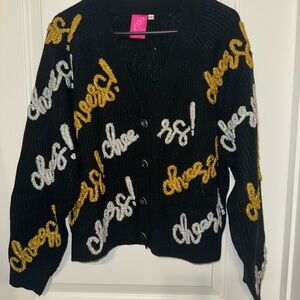 New Queen of Sparkles Black and Gold Women's Sweater Small
